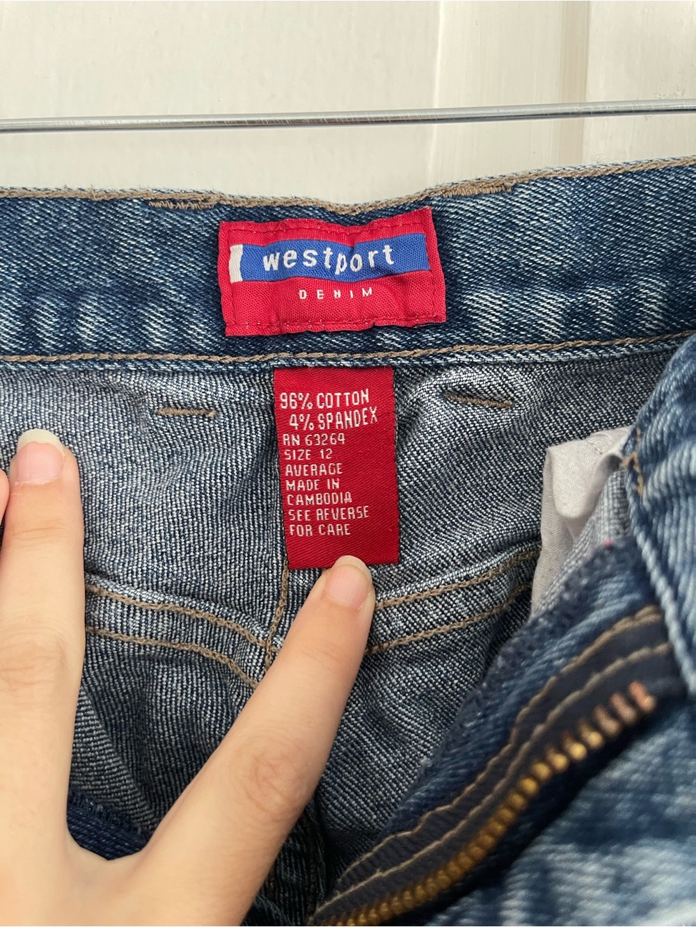Westport Women's Blue Denim Vintage Jeans with Red Logo Tag